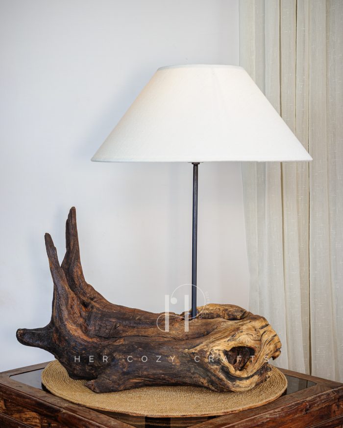 Fish Tail Lamp - Driftwood fish tail base with wide warm shade