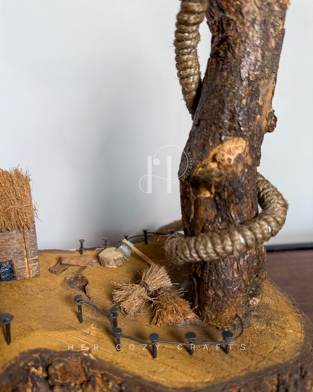 Meadow Rise Lamp - Slim branch frames cottage scene with gentle glow - Image 5