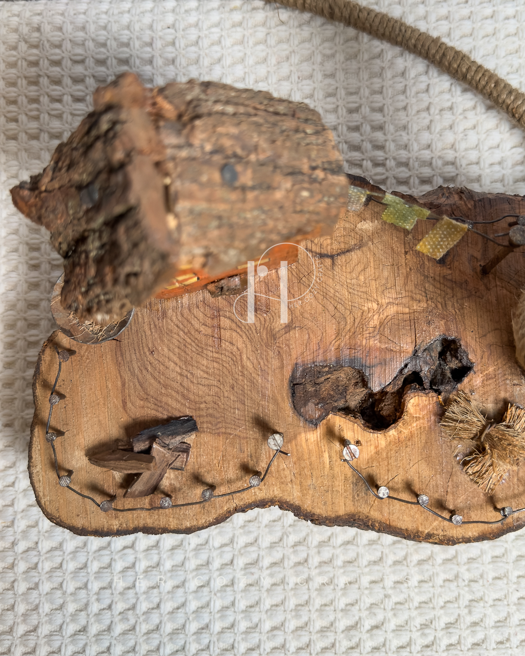 Homestead Curve Lamp - Angled stem over house, pins, and stone walkway - Image 7