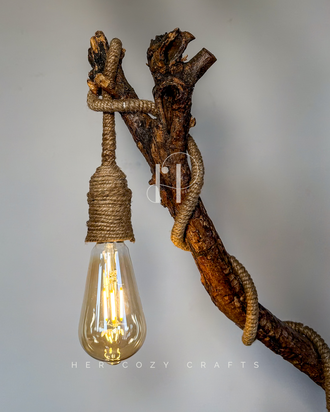 Courtyard Lamp - Arcing branch with mini outdoor setup - Image 4