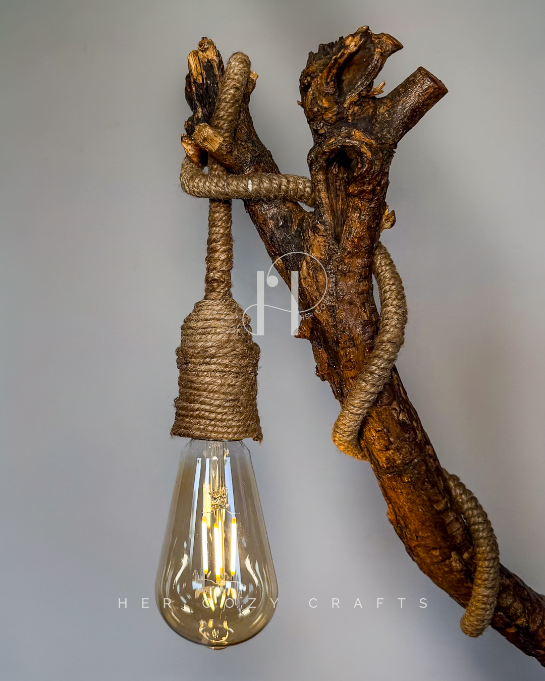 Courtyard Lamp - Arcing branch with mini outdoor setup - Image 2