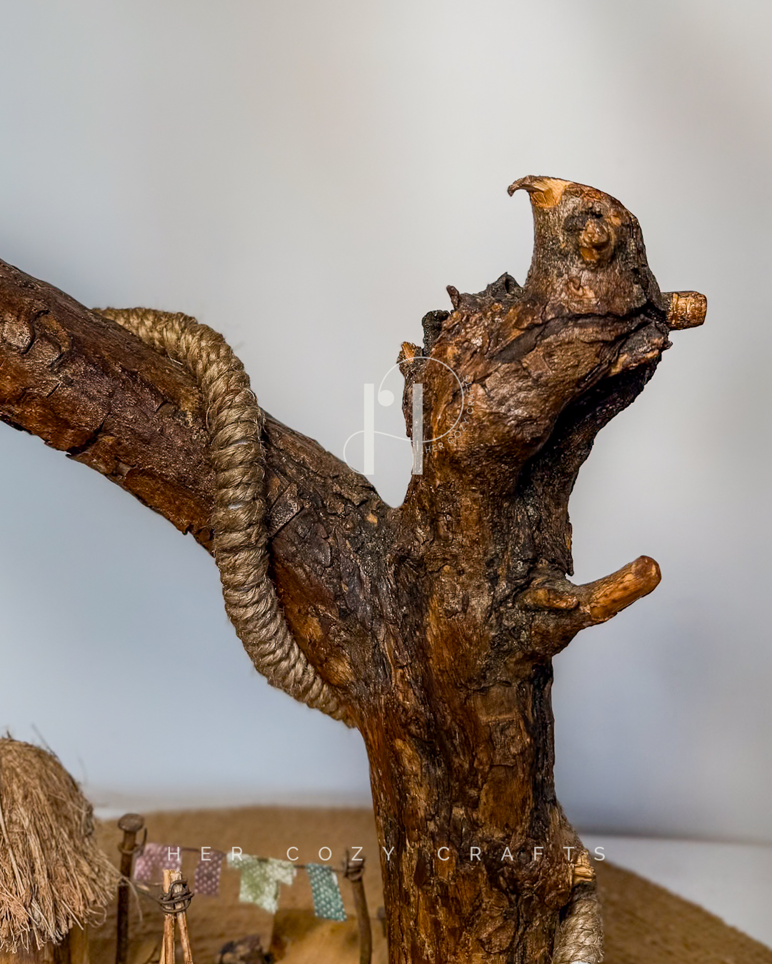 Courtyard Lamp - Arcing branch with mini outdoor setup - Image 7